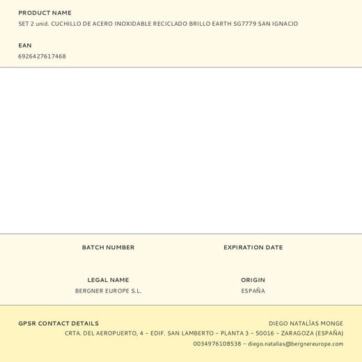 Cuchillo De Acero Inoxidable Reciclado Brillo Earth, Blister 2 Uds