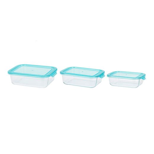 Set 3 Fiambreras Cristal Tamaños Varios 630 Ml, 1000 Ml Y 1480 Ml