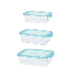 Set 3 Fiambreras Cristal Tamaños Varios 630 Ml, 1000 Ml Y 1480 Ml