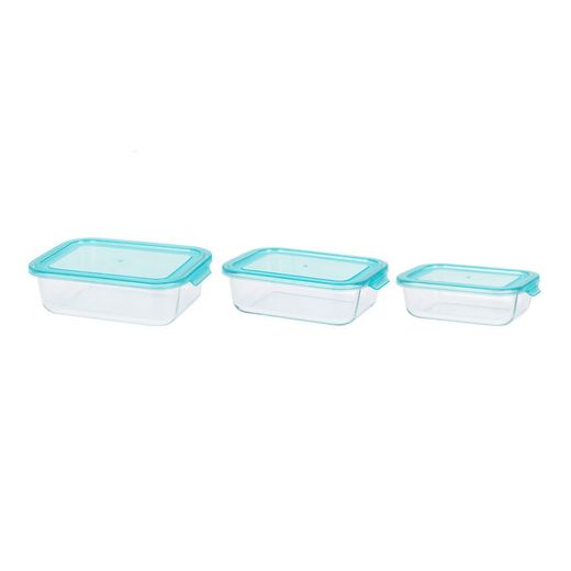 Set 3 Fiambreras Cristal Tamaños Varios 630 Ml, 1000 Ml Y 1480 Ml