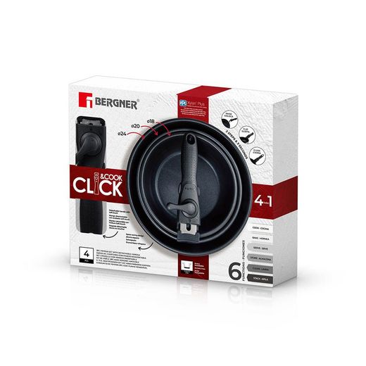 Set 3 Sartenes Acero Inoxidable Click & Cook Ø18 / Ø20 / Ø24 Cm