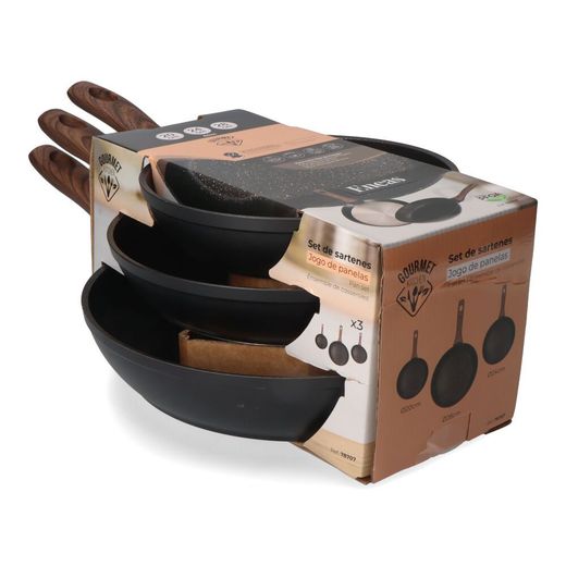 Set 3 Sartenes Antiadherentes "Serie Eneas" Ø20 / Ø24 / Ø28 Cm