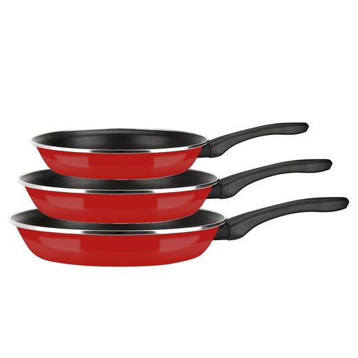 Set 3 Sartenes Optimax Rojo Mate Ø20 / Ø24 / Ø28 Cm