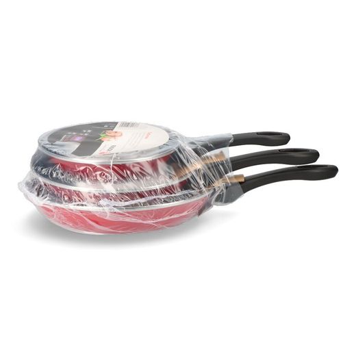 Set 3 Sartenes Optimax Rojo Mate Ø20 / Ø24 / Ø28 Cm