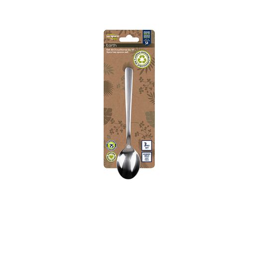 Cucharilla De Acero Inoxidable Reciclado Brillo Earth 3 Uds