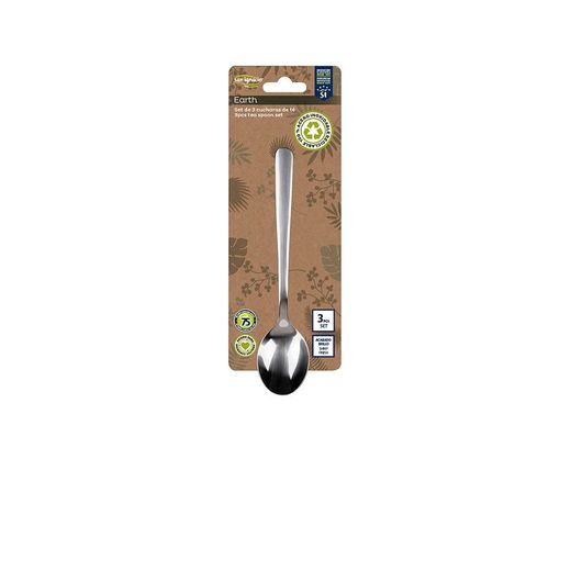 Cucharilla De Acero Inoxidable Reciclado Brillo Earth 3 Uds