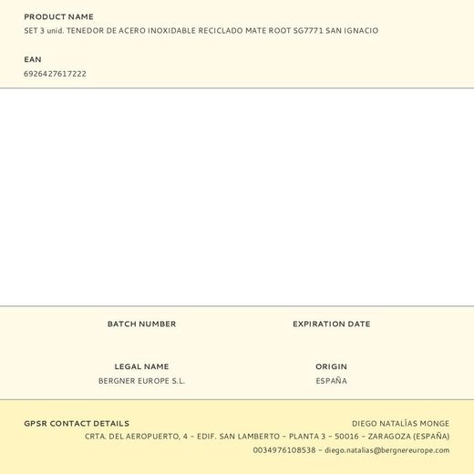 Tenedor De Acero Inoxidable Reciclado Mate Root, Blister 3 Uds