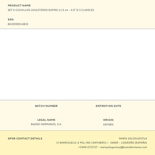 Cuchillos Chuleteros Bistro 11,5 Cm 4 Uds