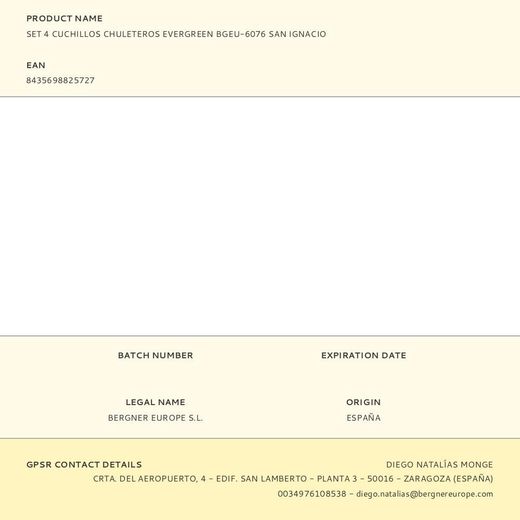 Cuchillos Chuleteros Evergreen 4 Uds