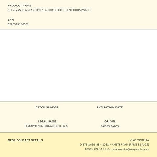 Vasos Agua 280 Ml, 4 Uds