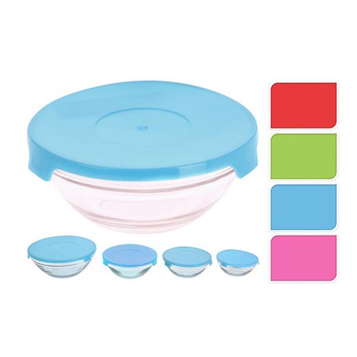 Set 5 Fiambreras De Vidrio Tipo Bol Colores Surtidos