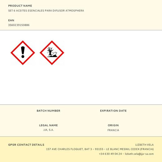 Set 6 Aceites Esenciales Para Difusor Atmosphera