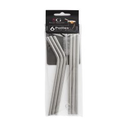 Pajitas De Acero Inoxidable 6 Uds Con Cepillo De Limpieza
