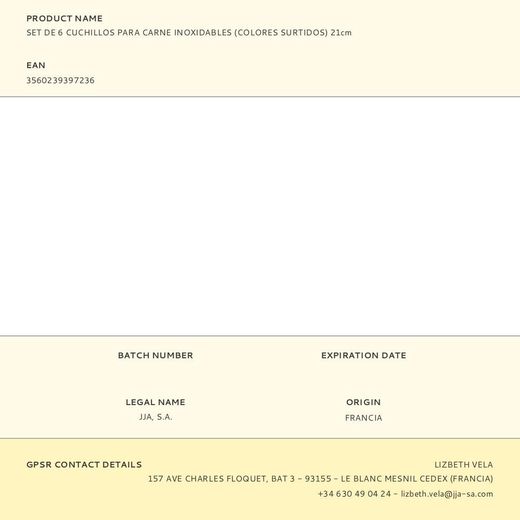 Cuchillos Para Carne Inoxidables 21 Cm Colores Surtidos 6 Uds