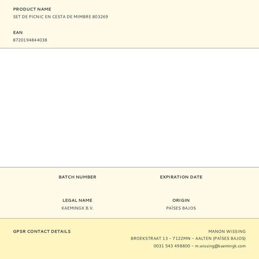 Cesta De Picnic Completa 40 X 28 X 20 Cm