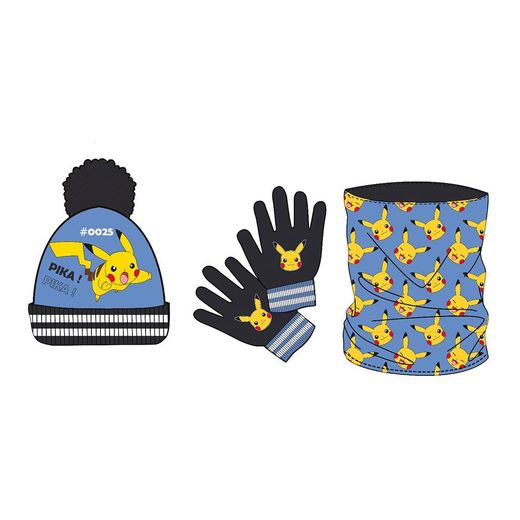 Set Gorro Pompon-Guantes-Braga Pokemon