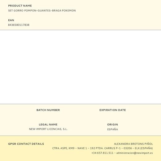 Set Gorro Pompon-Guantes-Braga Pokemon