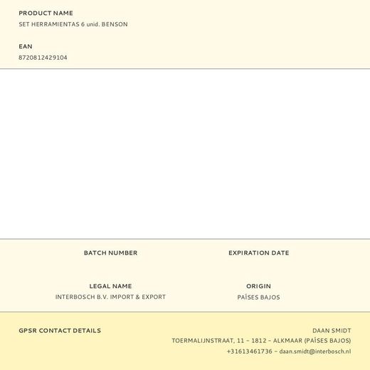 Set Herramientas 6 Unidades