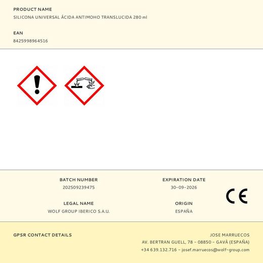 Silicona Universal Ácida Antimoho Translucida 280 Ml
