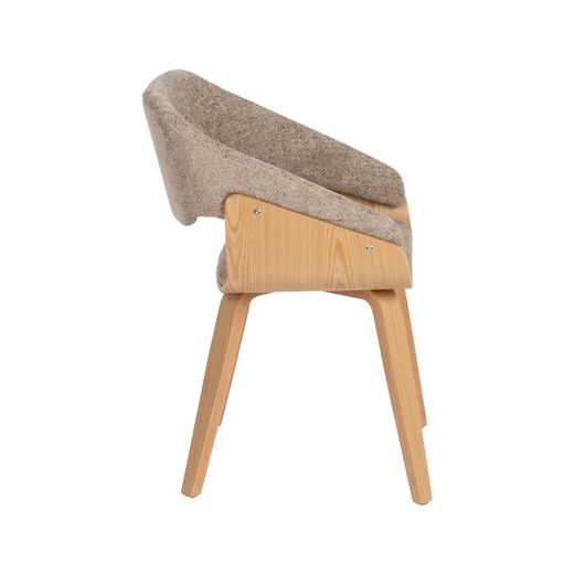Silla Beige-Marrón Tejido-Madera 51 X 55 X 75 Cm