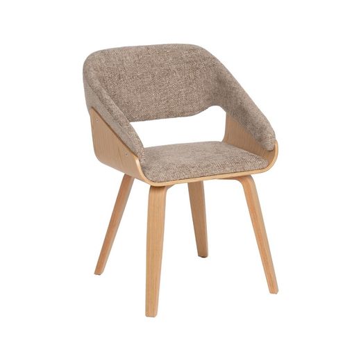 Silla Beige-Marrón Tejido-Madera 51 X 55 X 75 Cm