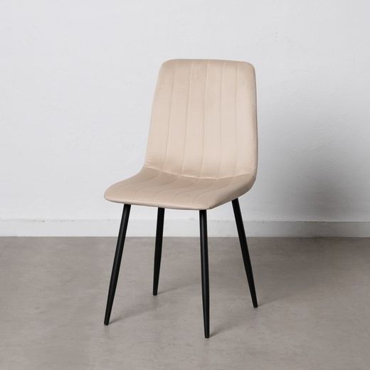 Silla Beige Terciopelo Salón 45 X 51 X 88,50 Cm