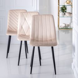 Silla Beige Terciopelo Salón 45 X 51 X 88,50 Cm