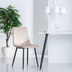 Silla Beige Terciopelo Salón 45 X 51 X 88,50 Cm