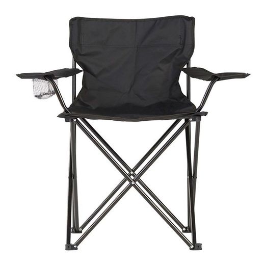 Silla De Camping Plegable Negra, 80 X 83,5 X 51 Cm
