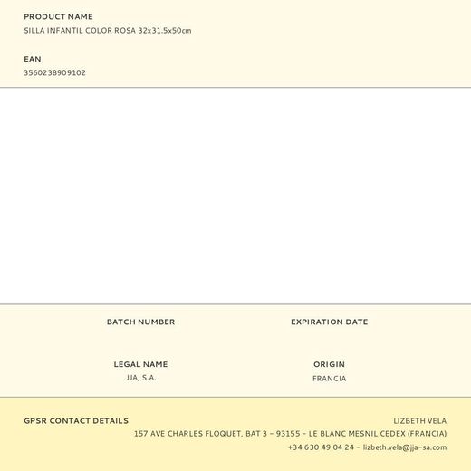 Silla Infantil Color Rosa 32 X 31,5 X 50 Cm