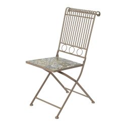 Silla Metálica/Mosaico Plegable Bistro Color Marrón Para Exterior 45 X 38 X 90 Cm