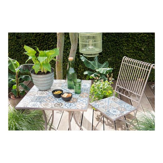 Silla Metálica/Mosaico Plegable Bistro Color Marrón Para Exterior 45 X 38 X 90 Cm