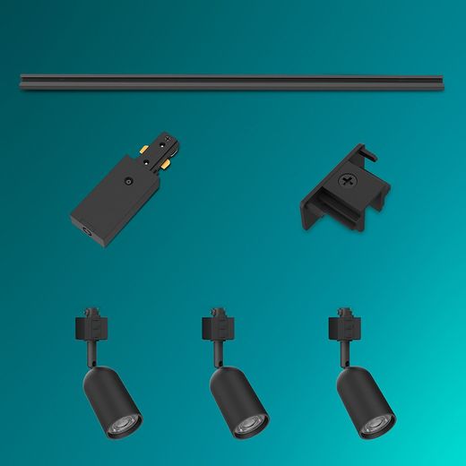 Sistema De Riel Easylink 3 Proyectores, Shea, 5 W, Negro