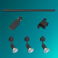 Sistema De Riel Easylink 3 Proyectores, Tobia, 5 W, Negro
