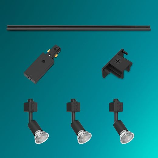Sistema De Riel Easylink 3 Proyectores, Tobia, 5 W, Negro