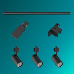 Sistema De Riel Easylink 3 Proyectores, Zilo, 5 W, Negro