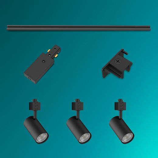 Sistema De Riel Easylink 3 Proyectores, Zilo, 5 W, Negro
