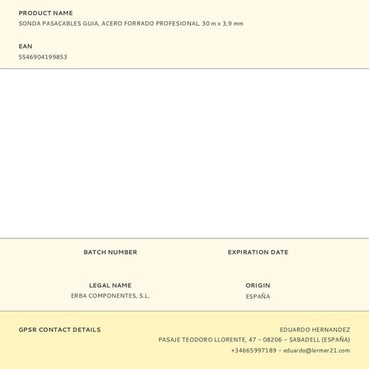 Sonda Pasacables Guía, Acero Forrado Profesional, 30 M X 3,9 Mm