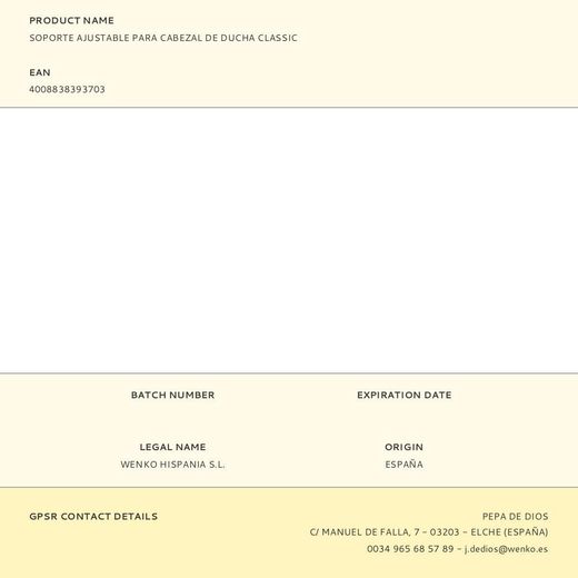 Soporte Ajustable Para Cabezal De Ducha Classic, 4,3 X 6,1 X 4,2 Cm