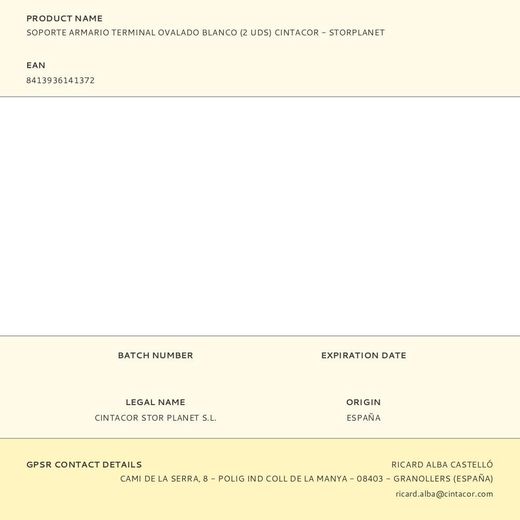 Soporte Armario Terminal Ovalado Blanco (2 Uds) Cintacor - Storplanet