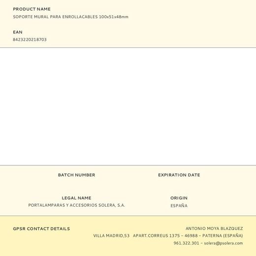 Soporte Mural Para Enrollacables 100X51X48Mm