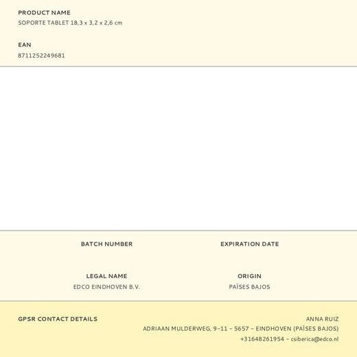 Soporte Tablet 18,3 X 3,2 X 2,6 Cm