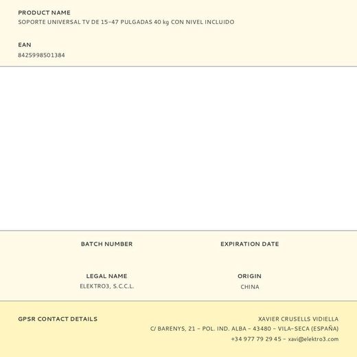 Soporte Universal Tv De 15-47 Pulgadas 45 Kg Con Nivel Incluido