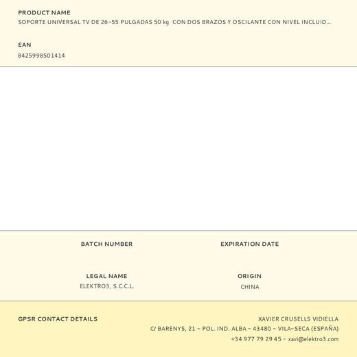 Soporte Universal Tv De 26-55 Pulgadas 50 Kg  Con Dos Brazos Y Oscilante Con Nivel Incluido