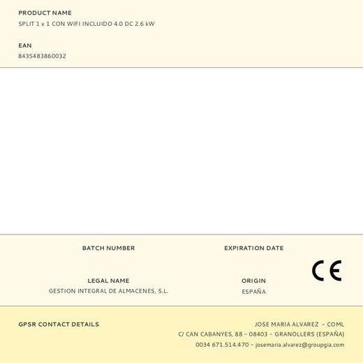 Split 1 X 1 Con Wifi Incluido 4.0 Dc 2.6 Kw