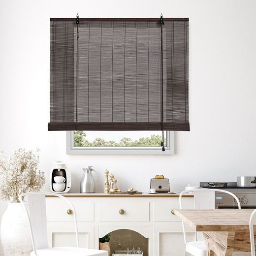 Estor Enrollable Bambú Ocre Wengue 120 X 175 Cm