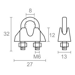 Sujetacable Din-741 Sjt01, Acero Galvanizado, M6 5/16". 2 Unidades