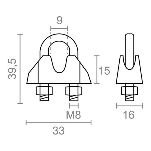 Sujetacable Din-741 Sjt01, Acero Galvanizado, M8 3/8". 2 Unidades