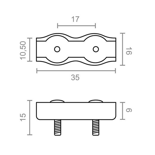 Sujetacable Plano Doble Sjt02, 3 Mm, Galvanizado, Blister 2 Uds