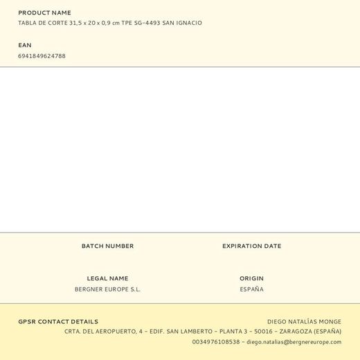 Tabla De Corte Tpe Blanco Y Negro 31,5 X 20 X 0,9 Cm